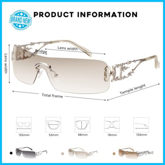 Y2K Rhinestone Flame Sunglasses Retro Glitter Wrap-Around UV Protection main image 4